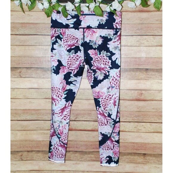 Athleta Athletic Size M Run Free Garden Party 7/8 Ankle Tight Yoga Pants Floral - Picture 4 of 9